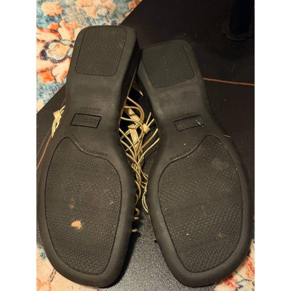 Fanfares Gold Metallic Strappy Slingback Sandals Women's Size 10 Resort Boho  ✨ - Picture 4 of 5